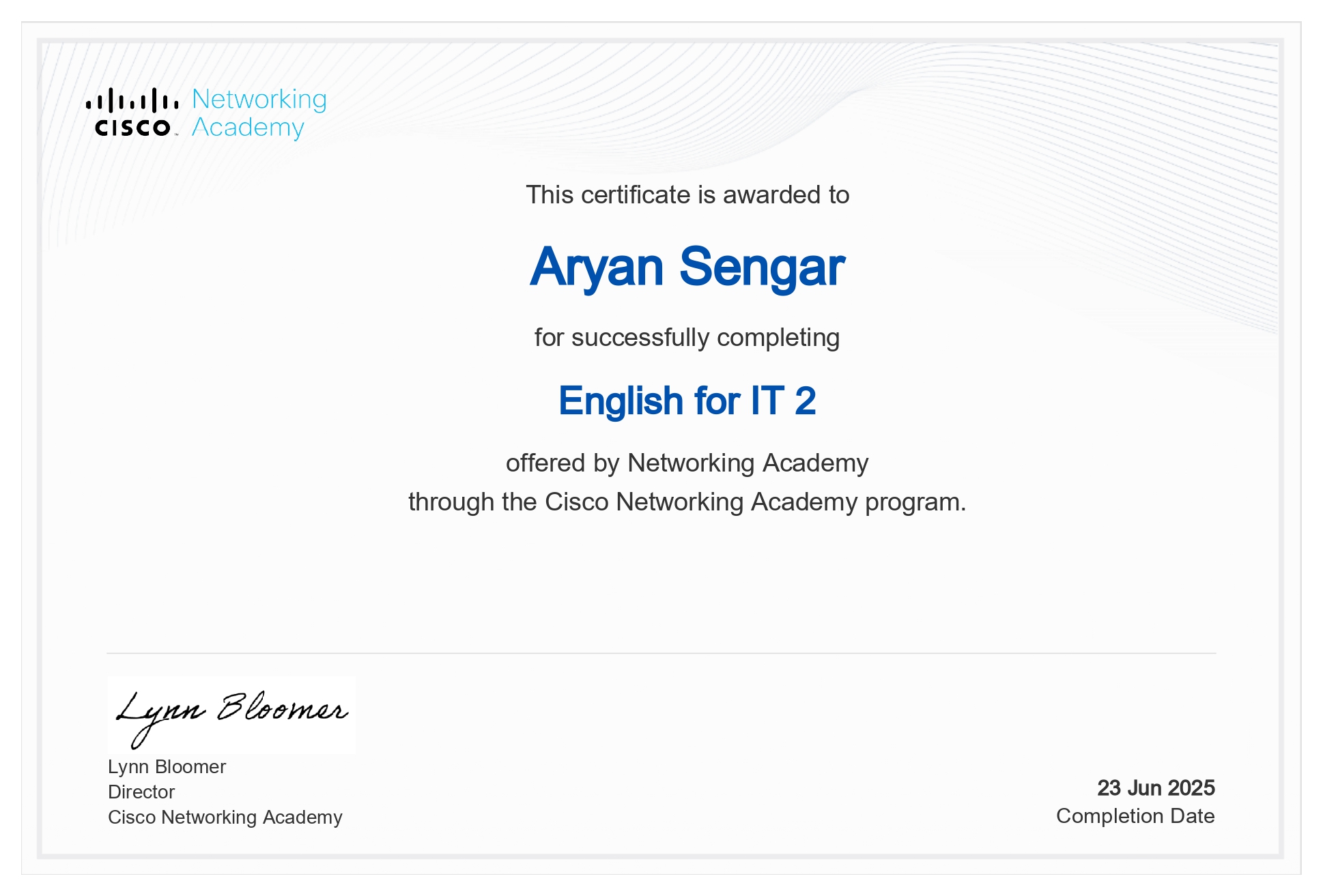 English for IT 2 Certificate