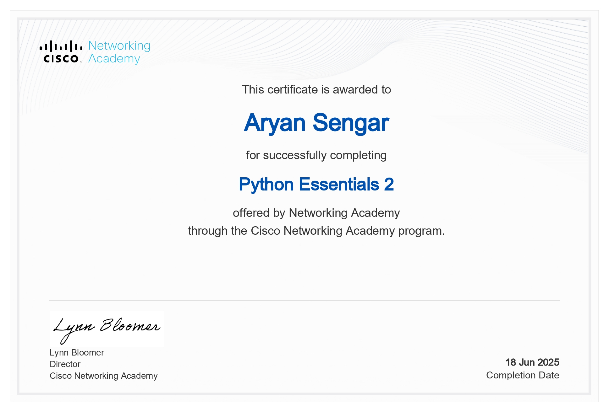Python Essentials 2 Certificate