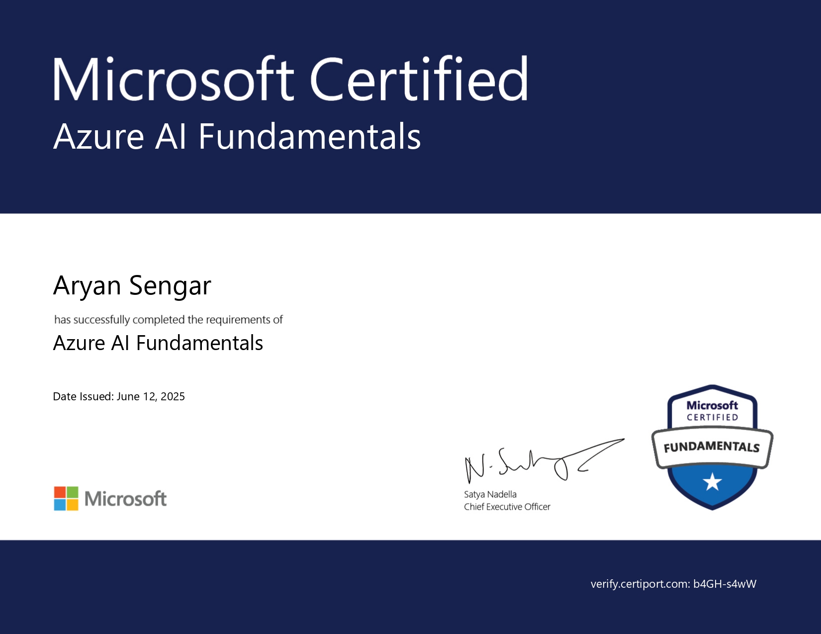 Azure AI Fundamentals Certificate